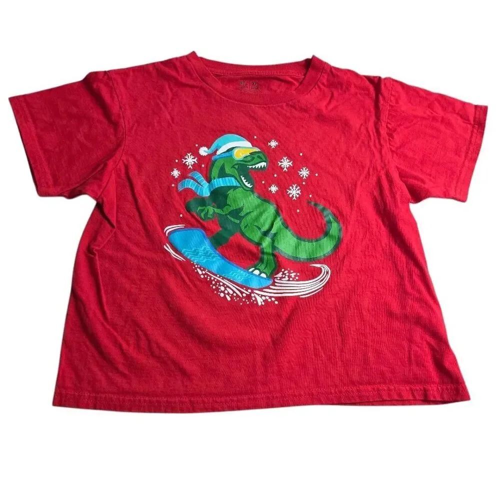 Christmas Snowboarding Dinosaur shirt XS